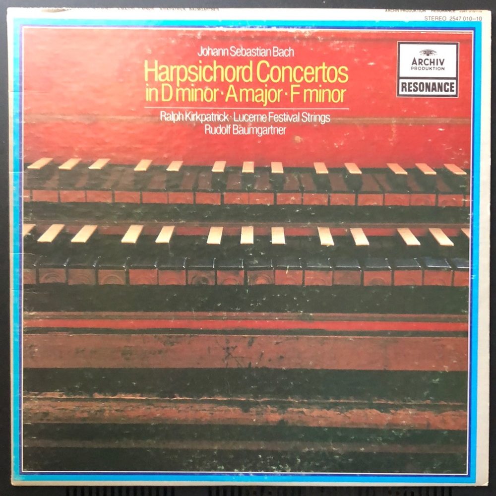 Bach Harpischord Concertos Ralph Kirkpatrick, Lucerne Festival Strings Vinyl Lp